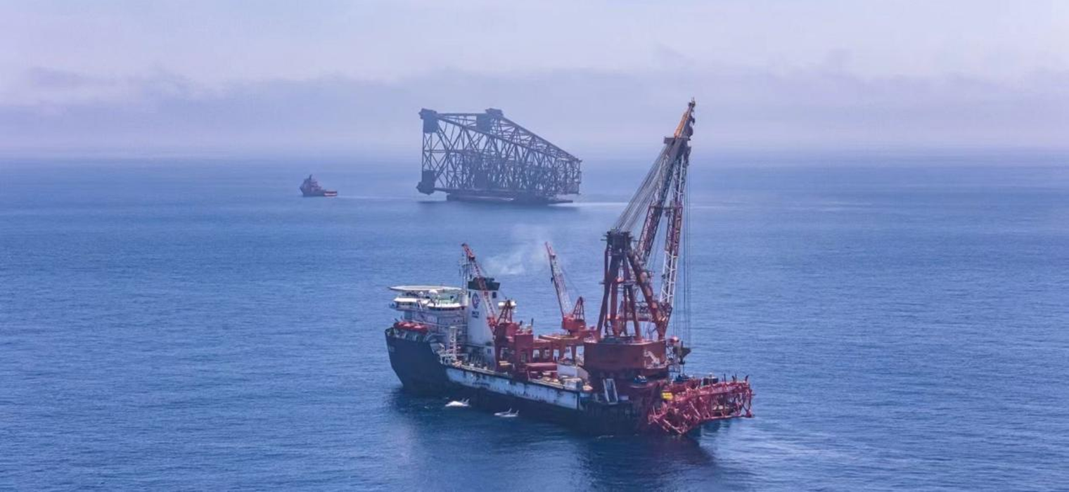 amjs澳金沙门151船建学院海洋工程团队圆满完成“海基二号”导管架下水监测项目